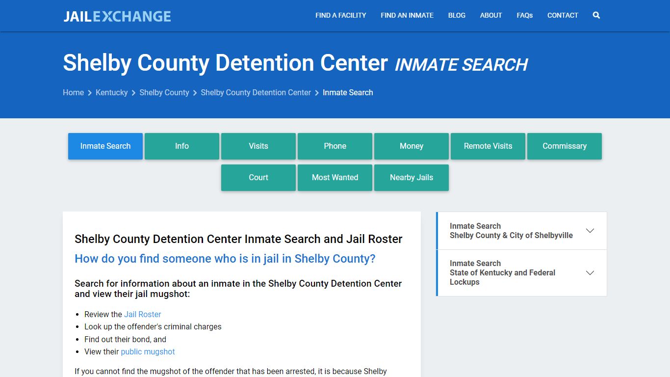 Shelby County Detention Center Inmate Search - Jail Exchange