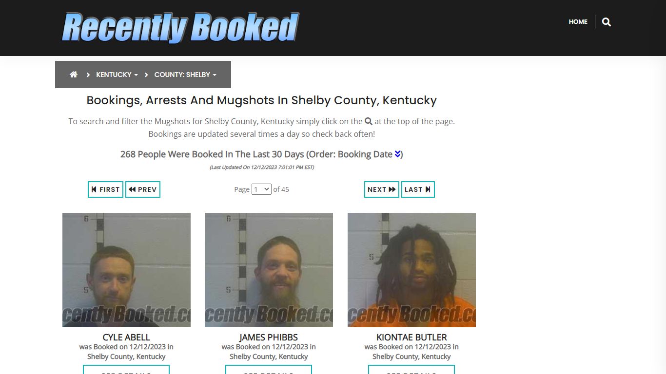 Bookings, Arrests and Mugshots in Shelby County, Kentucky - Recently Booked